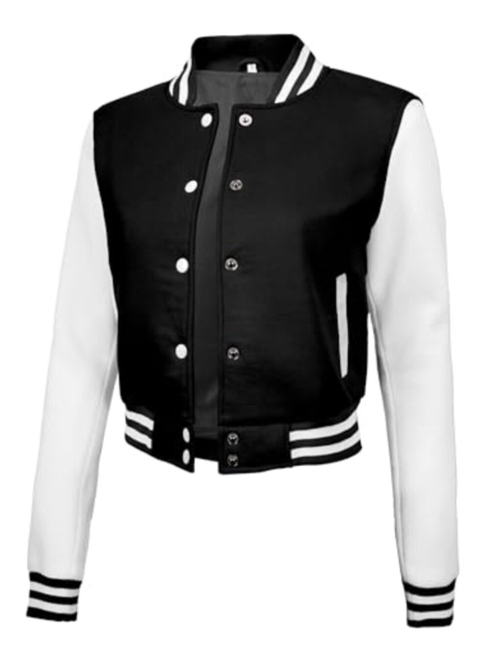 Cropped Varsity Bomber Jacket Women Fleece Letterman Baseball